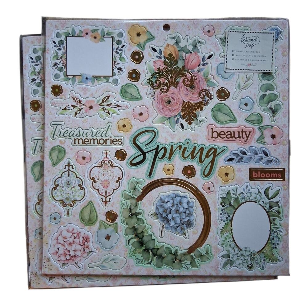 NWT Bo Bunny Willow & Sage Chipboard Stickers Set Of 2 Lot Bundle